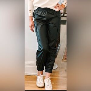 THML Black Jogger Pants Faux Leather